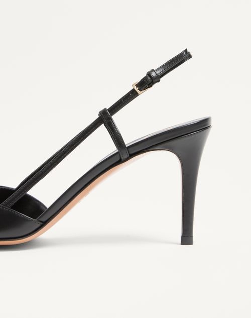 Valentino Garavani - Vlogo Signature Calfskin Slingback Pump 80 Mm / 3.15 In. - Black - Woman - Shoes